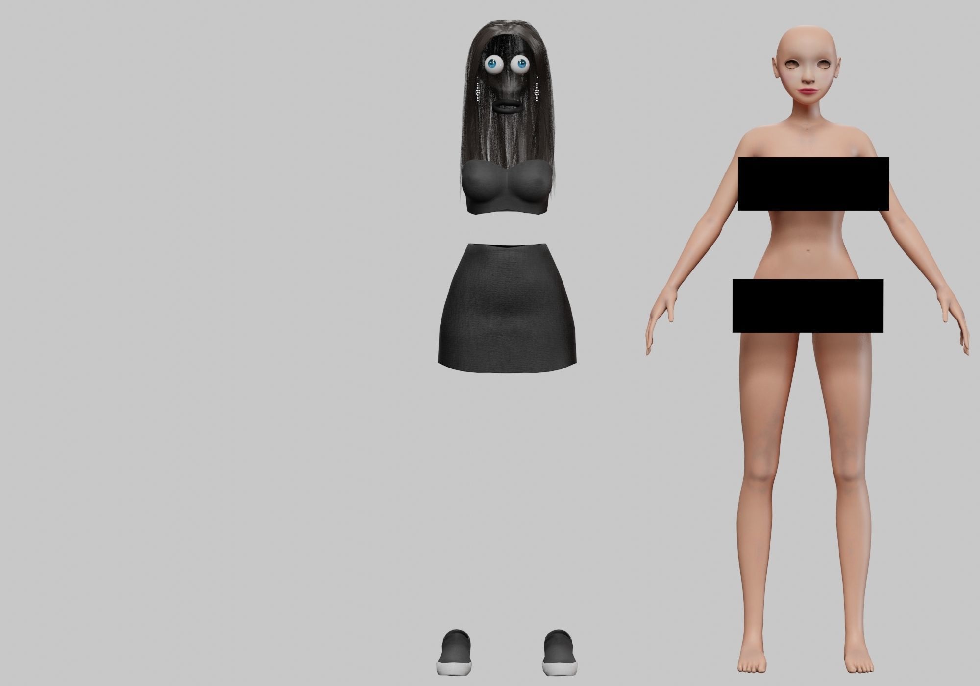 pretty standard girl V29915  Low-poly 3D model_8