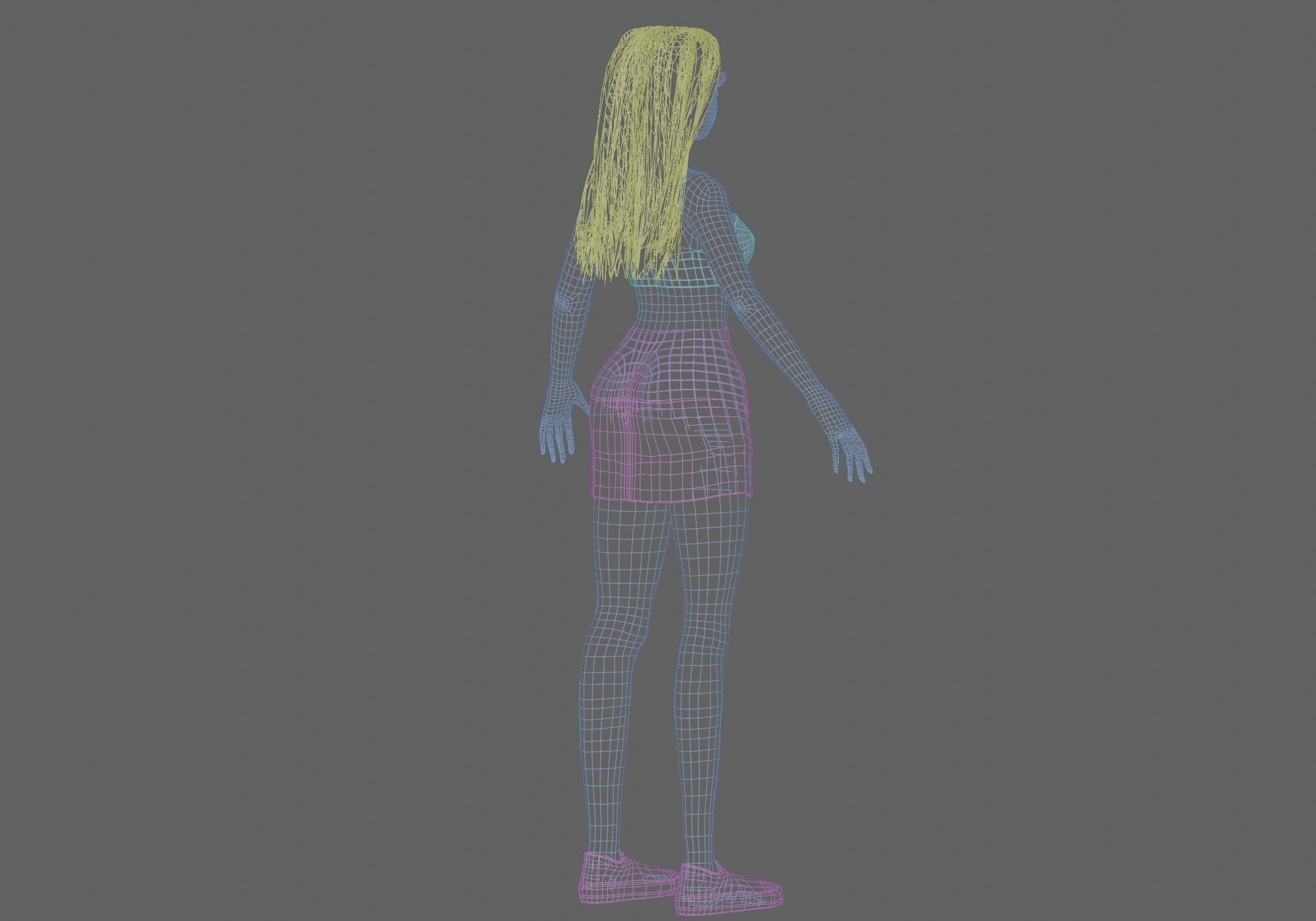 pretty standard girl V29915  Low-poly 3D model_13