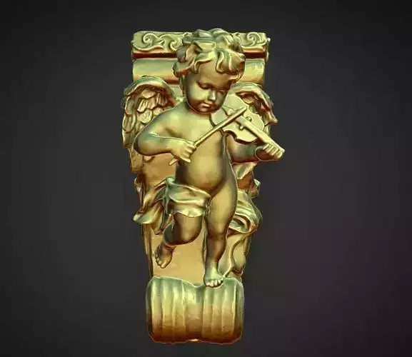 cherub playin the violin curtain pole deco 3D print model