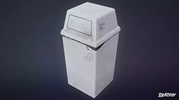 HIGH SCHOOL CLASSROOM - Trashcan 03 - LOW POLY