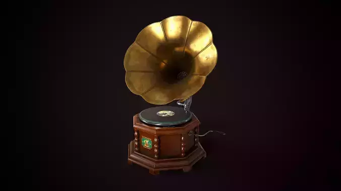 Vintage gramophone Low-poly 3D model