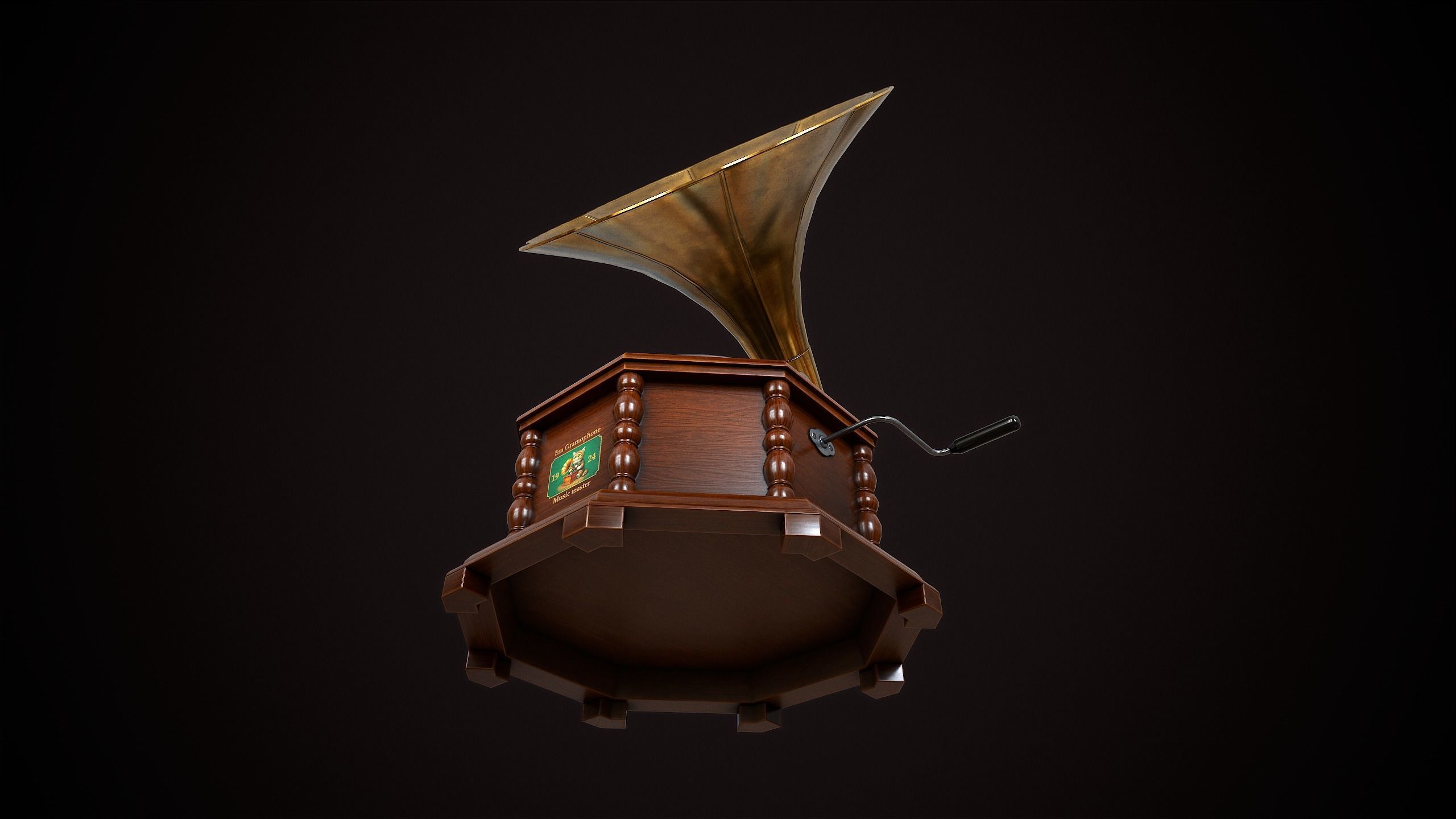 Vintage gramophone Low-poly 3D model_12
