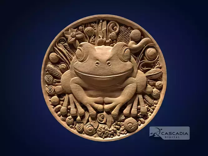 Frog Round - CNC Router Carving Casting animal wildlife