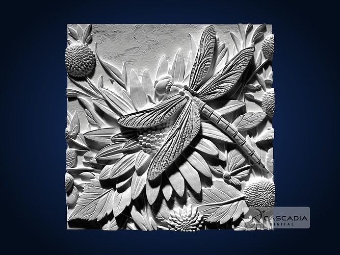 Dragonfly CNC Router Carving Casting Bas Relief animal insect 3D print model
