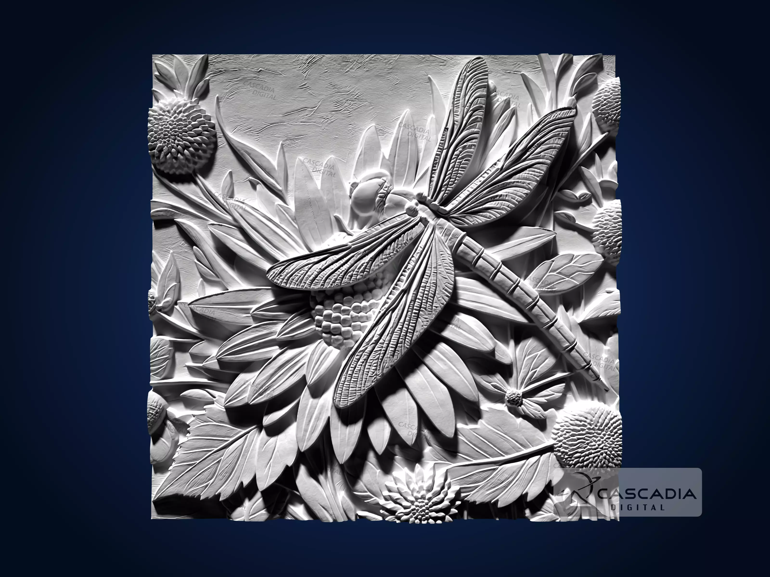 Dragonfly - CNC Router Carving Casting animal insect 3D print model_1