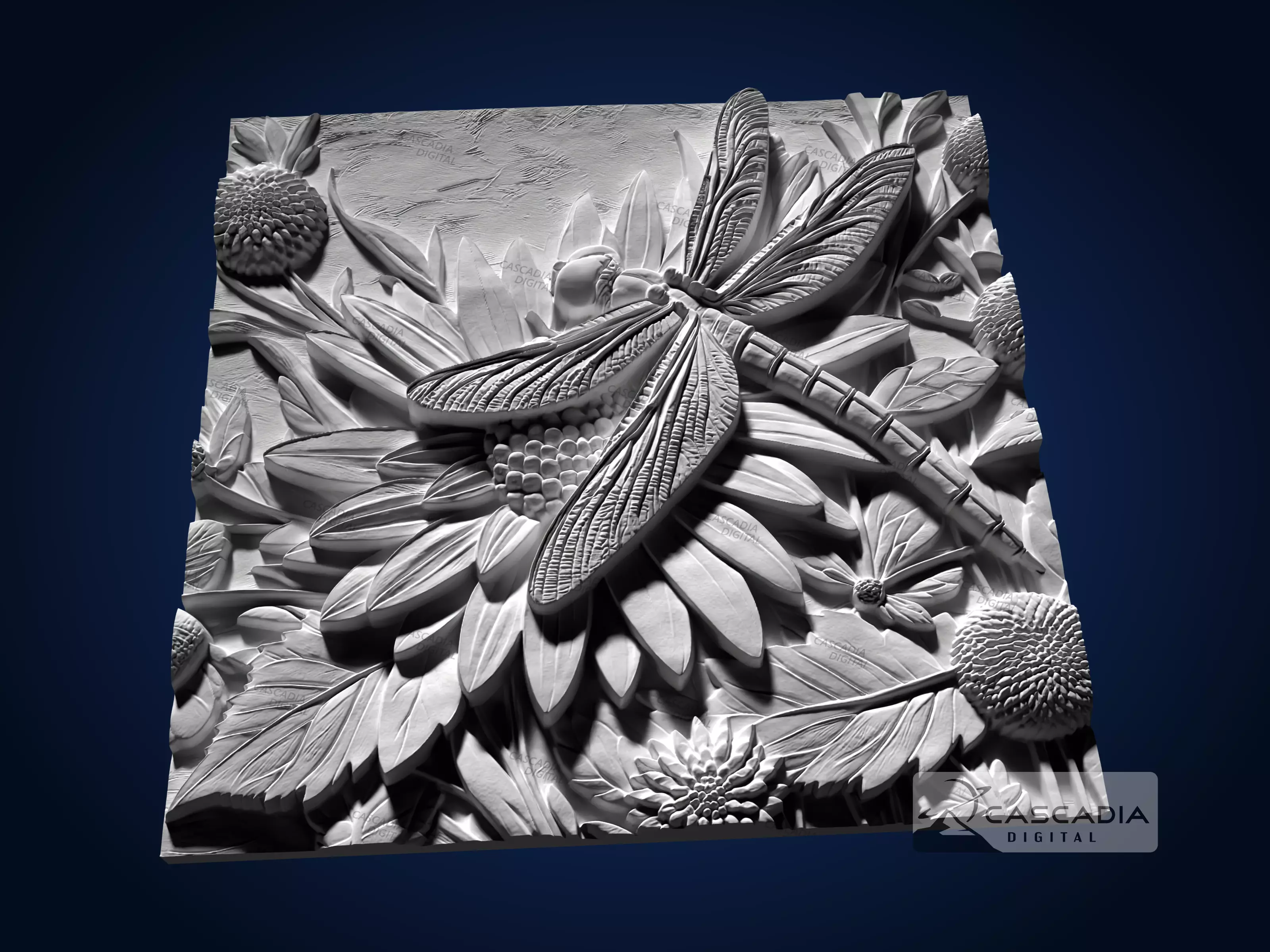 Dragonfly - CNC Router Carving Casting animal insect 3D print model_2