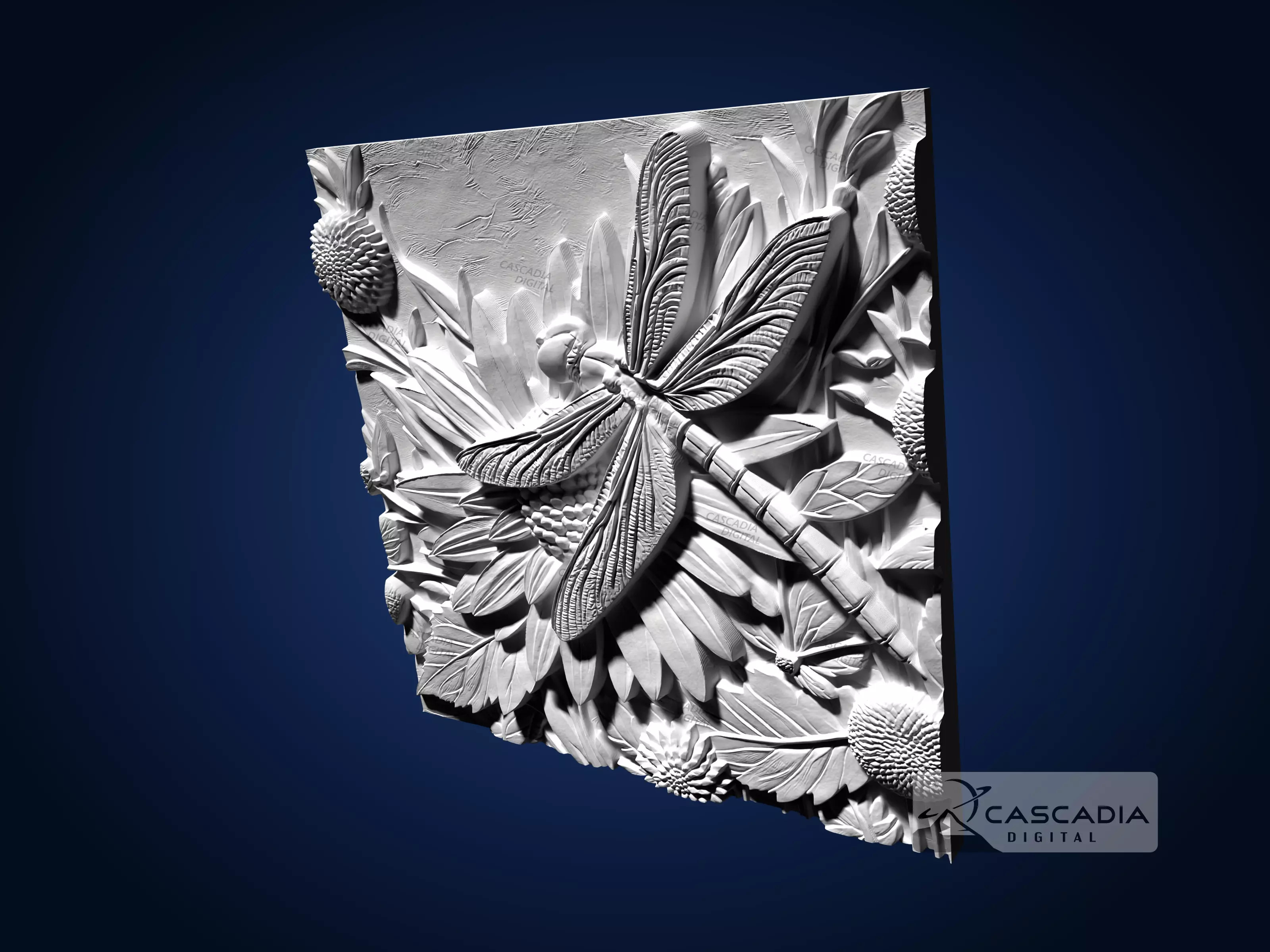 Dragonfly - CNC Router Carving Casting animal insect 3D print model_4