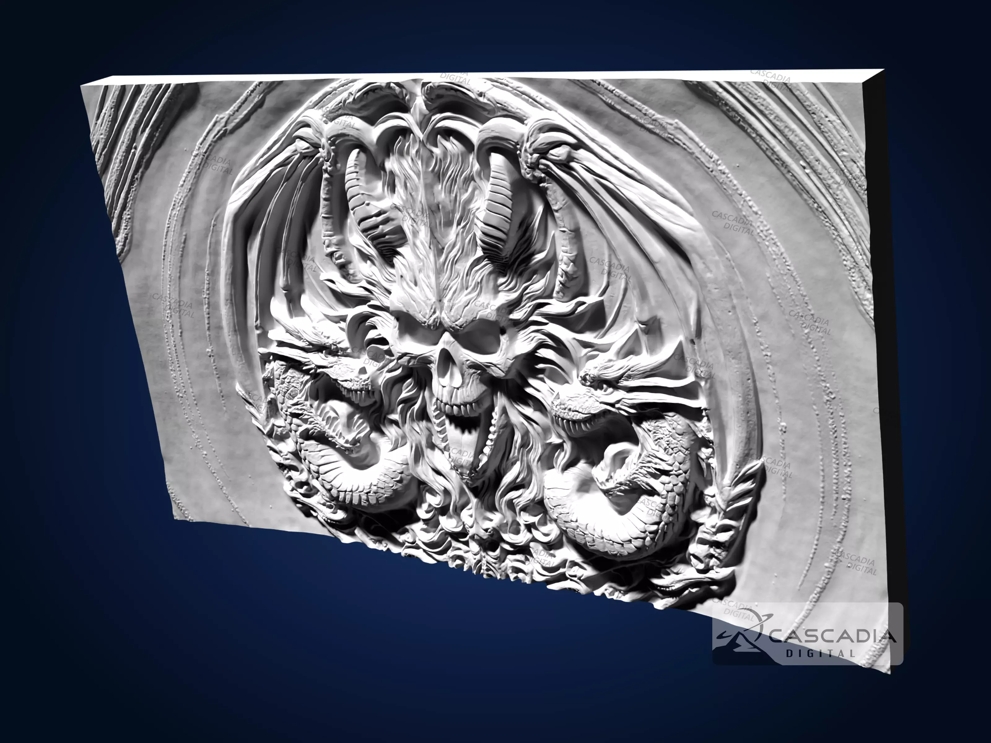 Dragon Skull Tongue - CNC Router Carving Casting gothic 3D print model_4