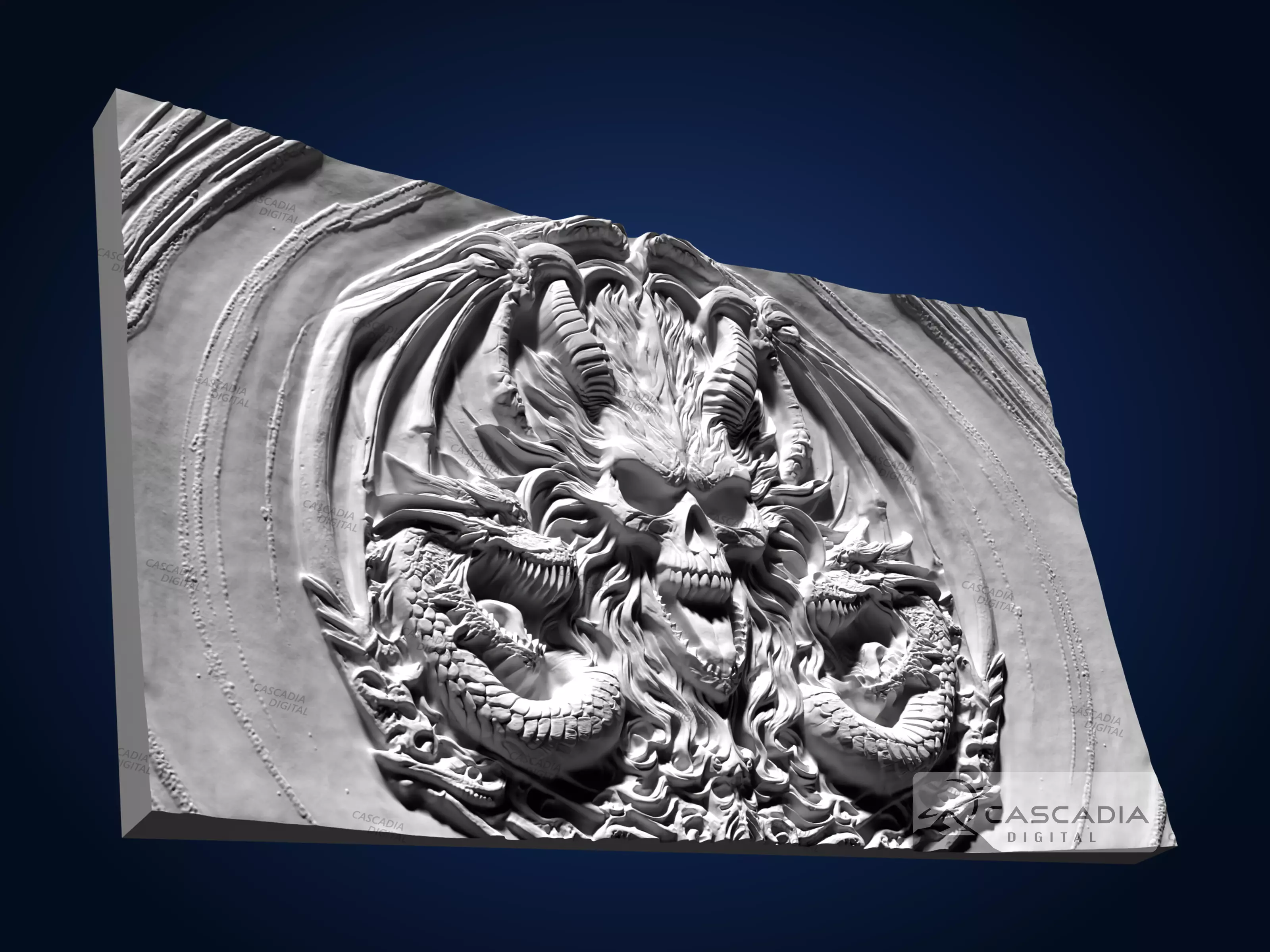 Dragon Skull Tongue - CNC Router Carving Casting gothic 3D print model_3