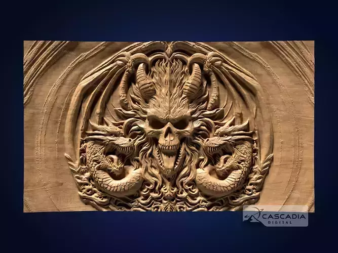 Dragon Skull Tongue - CNC Router Carving Casting gothic