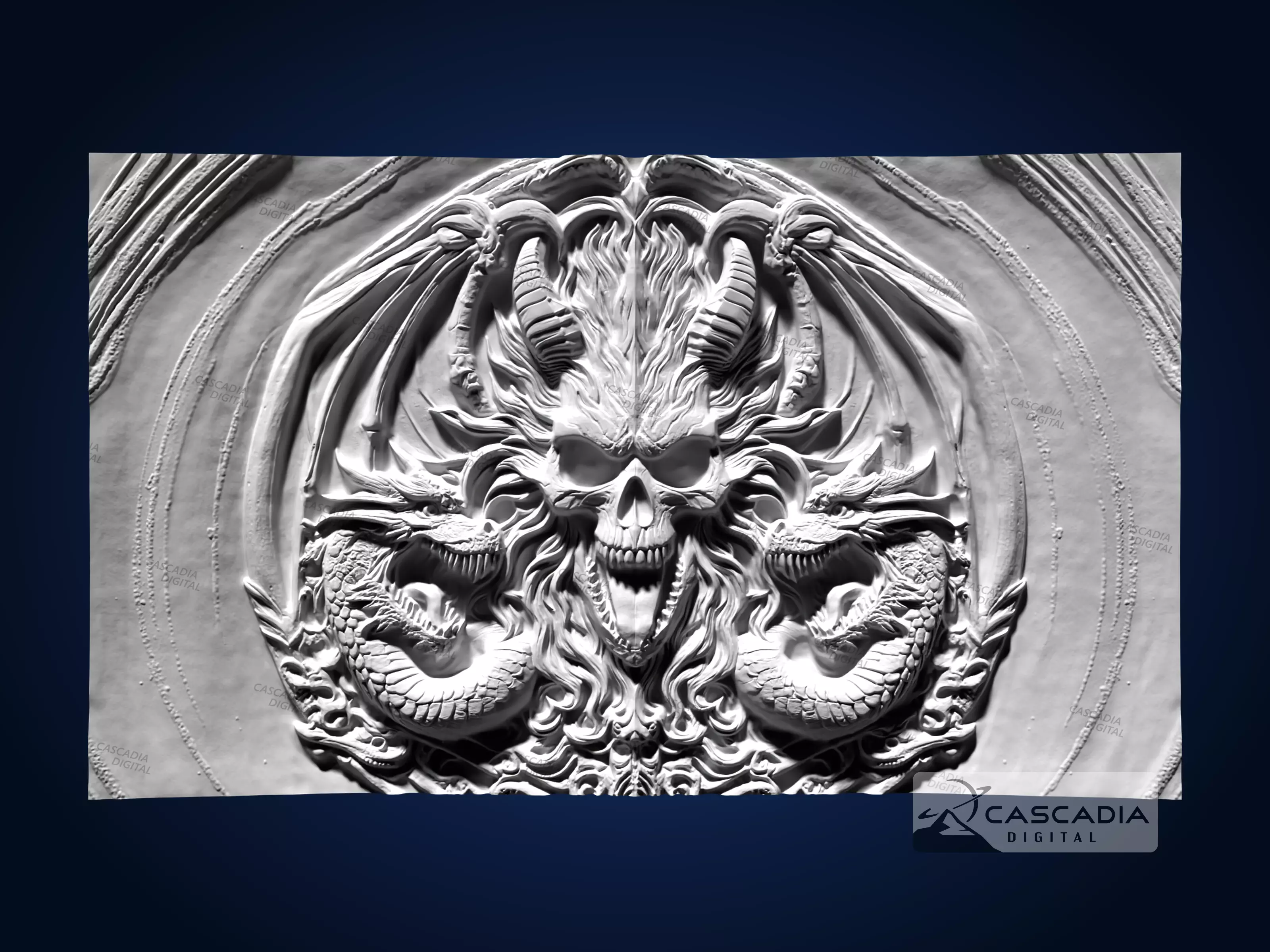 Dragon Skull Tongue - CNC Router Carving Casting gothic 3D print model_1