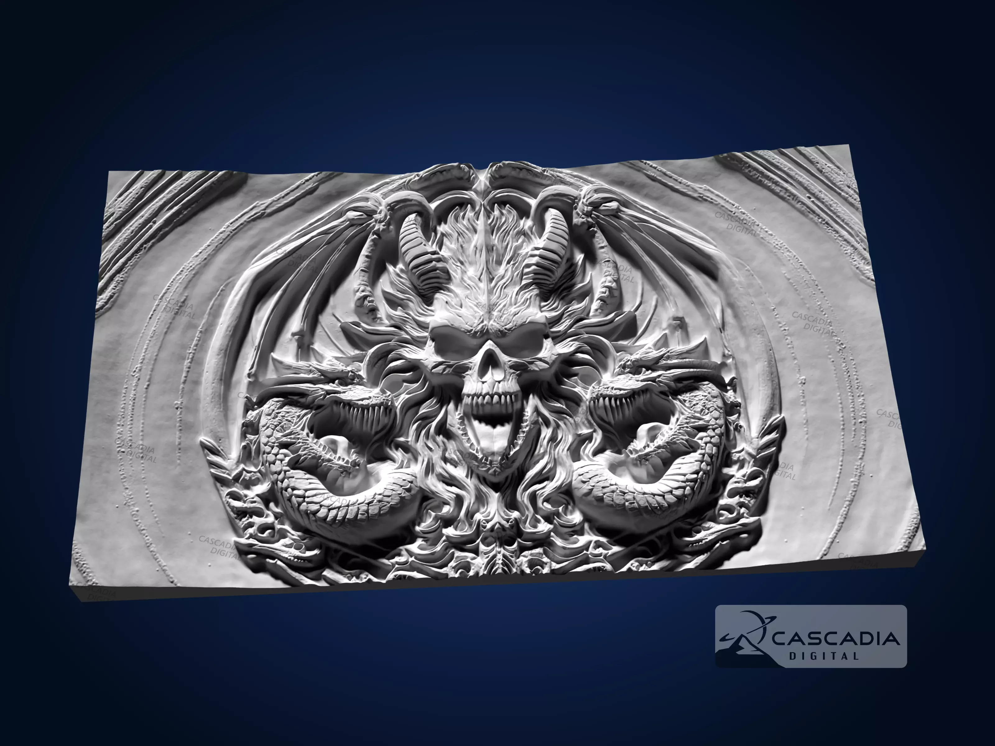 Dragon Skull Tongue - CNC Router Carving Casting gothic 3D print model_2