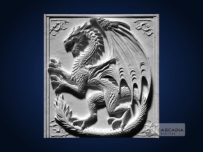 Dragon CNC Router Carving Casting Bas Relief animal mythical 3D print model