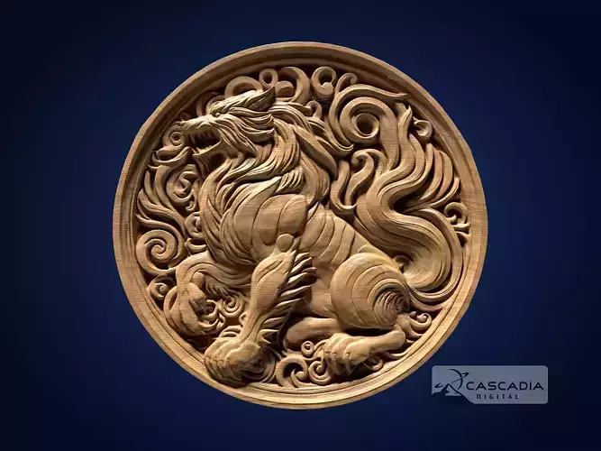 Wolf Round - CNC Router Carving Casting animal dog