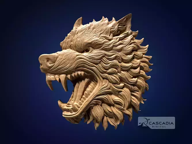 Wolf Head Fierce - CNC Router Carving Casting animal