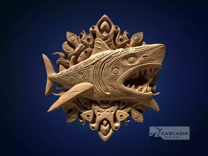 Shark Native Inuit - CNC Router Carving Casting animal fish