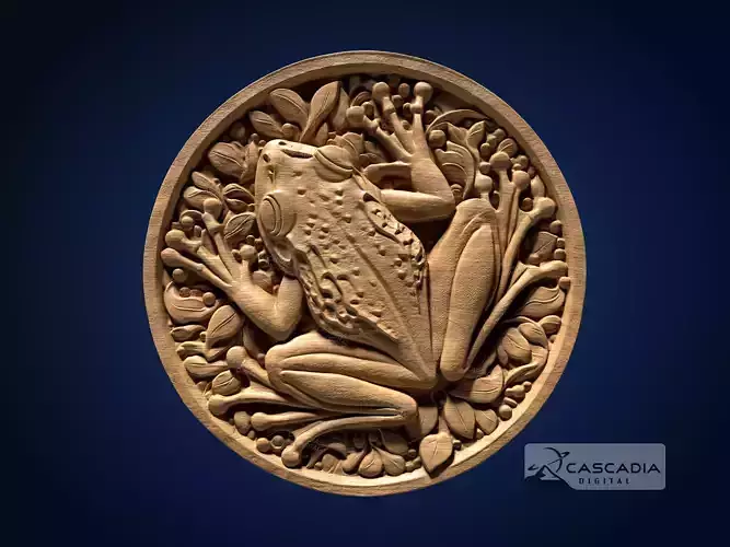 Frog Round - CNC Router Carving Casting animal wildlife