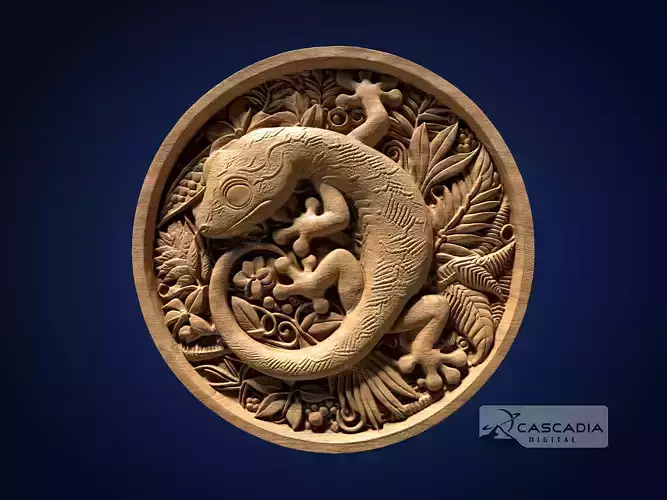 Gecko Round - CNC Router Carving Casting animal lizard