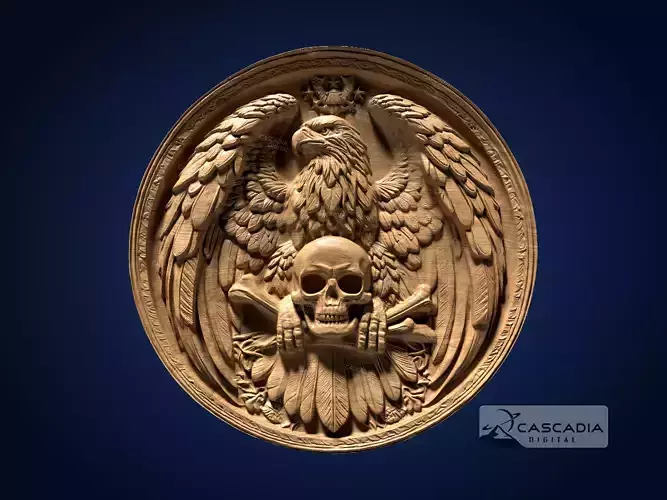 Eagle Skull Round - CNC Router Carving Casting animal