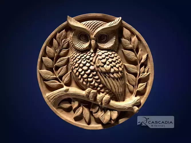 Owl Round - CNC Router Carving Casting animal wildlife