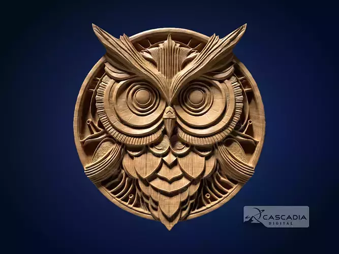 Owl Round - CNC Router Carving Casting animal wildlife