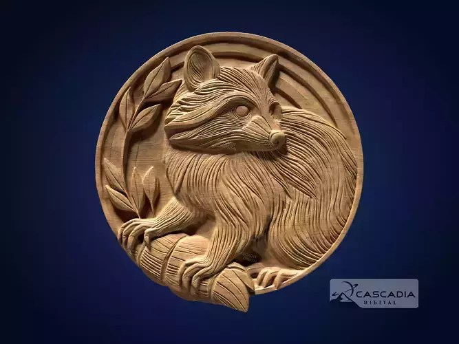 Raccoon Round - CNC Router Carving Casting animal