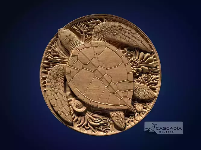 Sea Turtle Round - CNC Router Carving Casting animal
