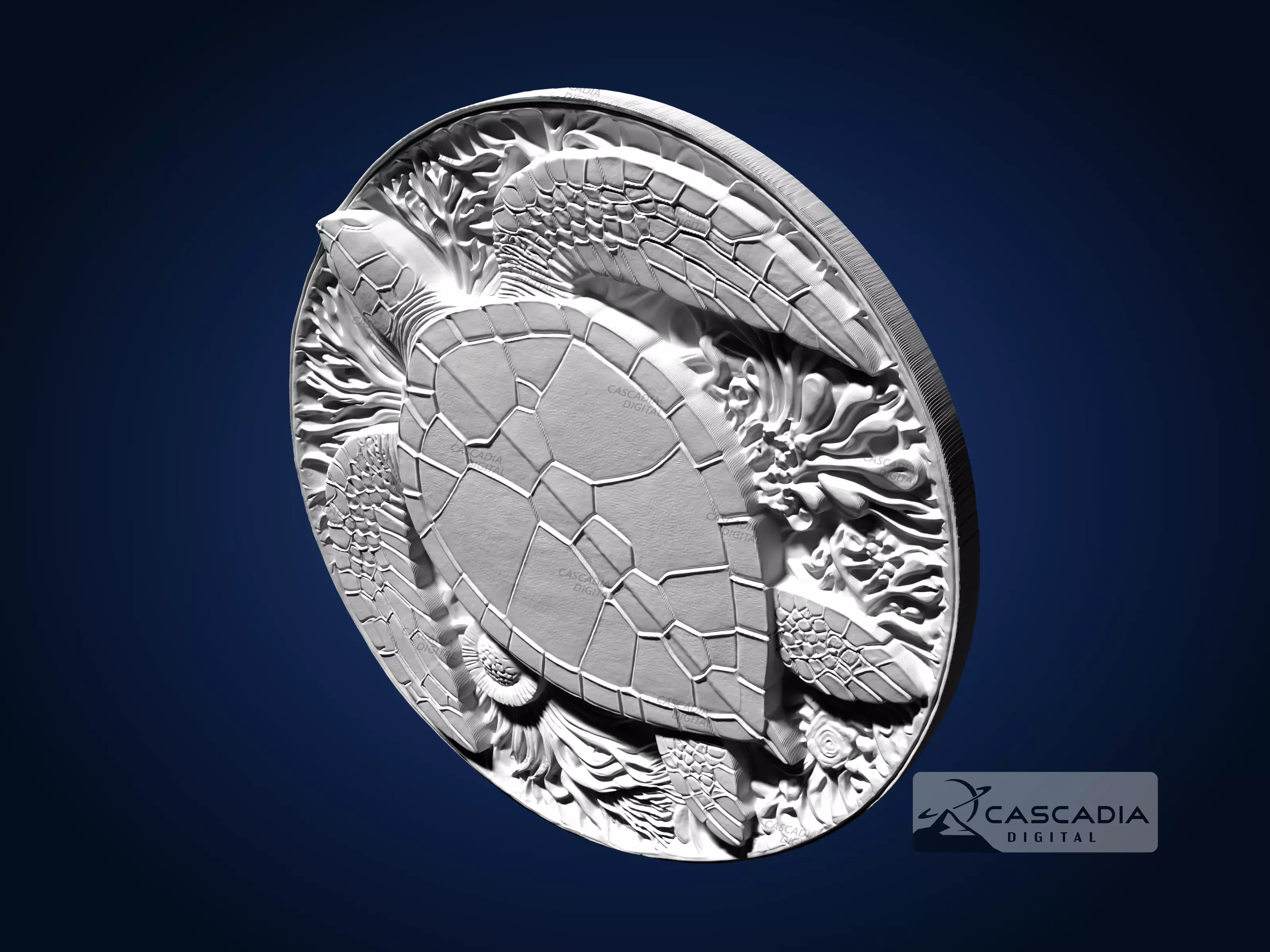 Sea Turtle Round - CNC Router Carving Casting animal 3D print model_4