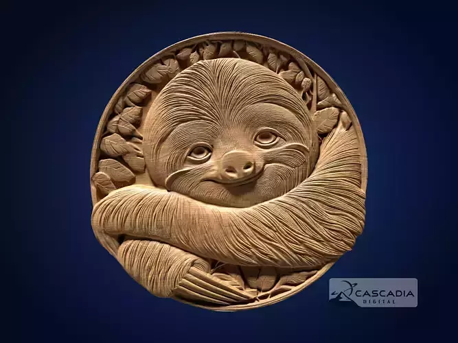 Sloth Round - CNC Router Carving Casting animal