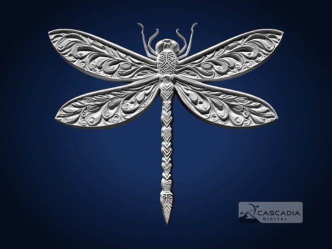 Dragonfly CNC Router Carving Casting Bas Relief animal wildlife 3D print model