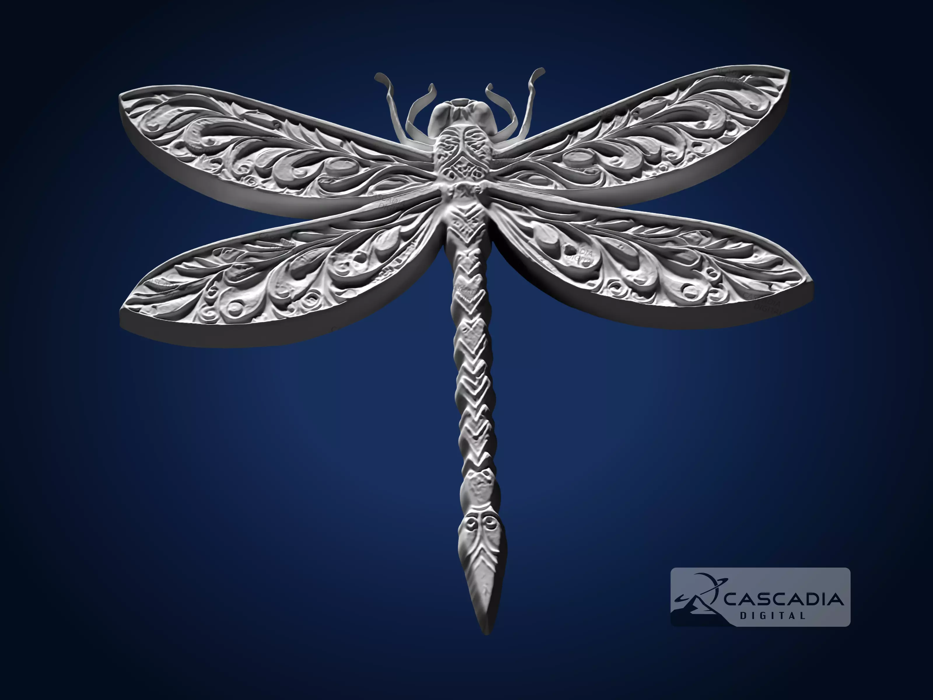 Dragonfly - CNC Router Carving Casting animal wildlife 3D print model_2