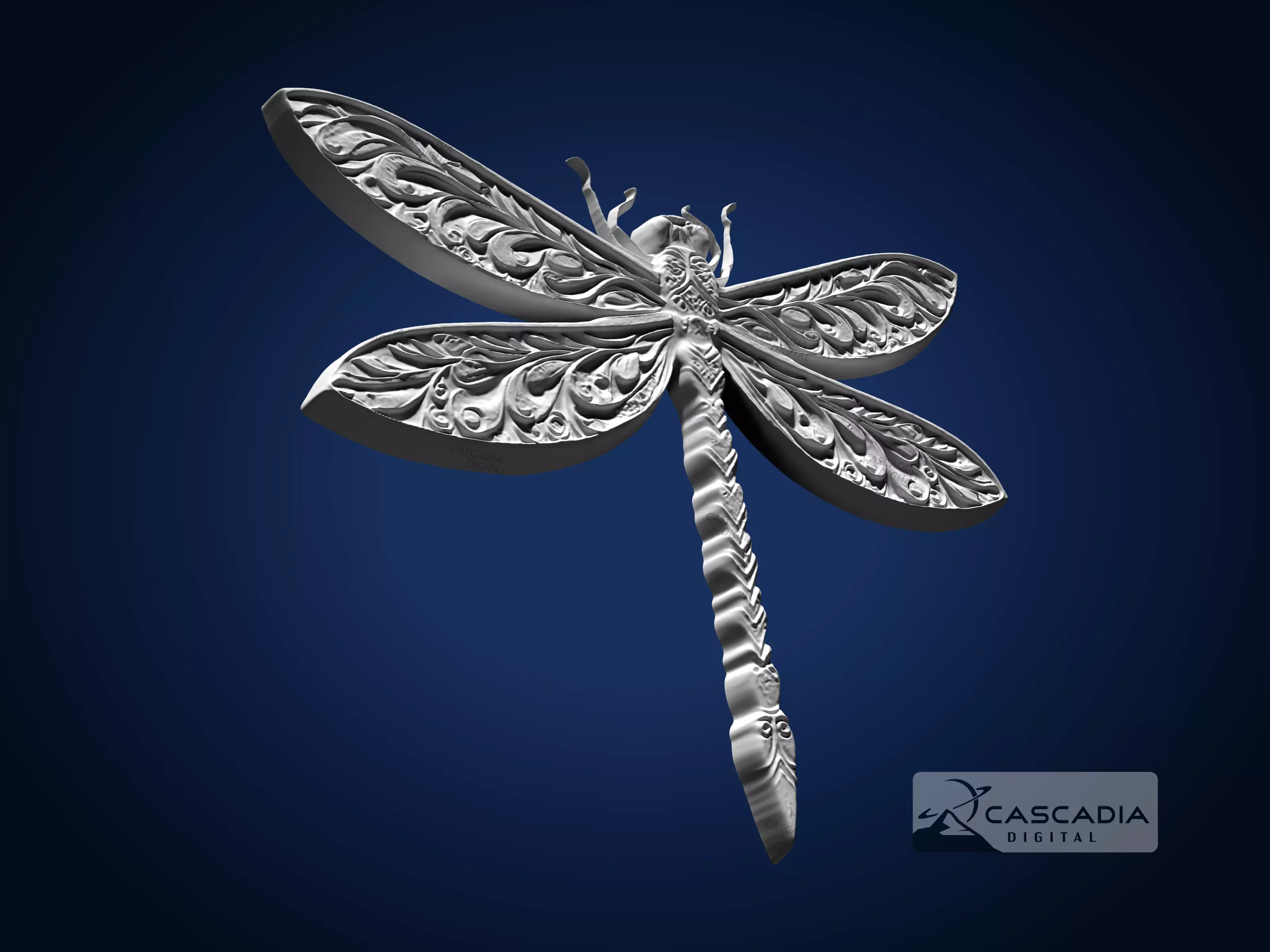 Dragonfly - CNC Router Carving Casting animal wildlife 3D print model_3
