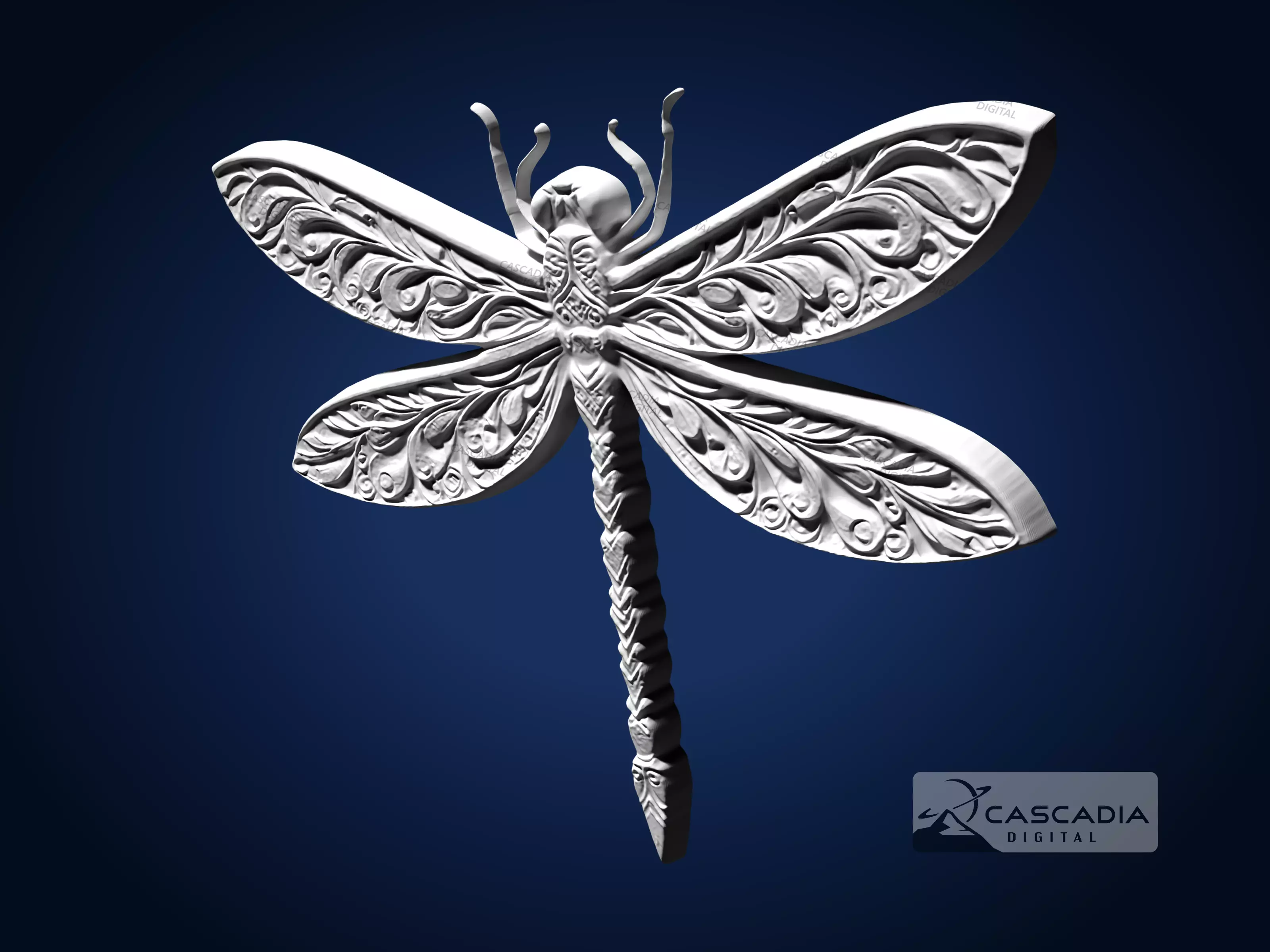 Dragonfly - CNC Router Carving Casting animal wildlife 3D print model_4
