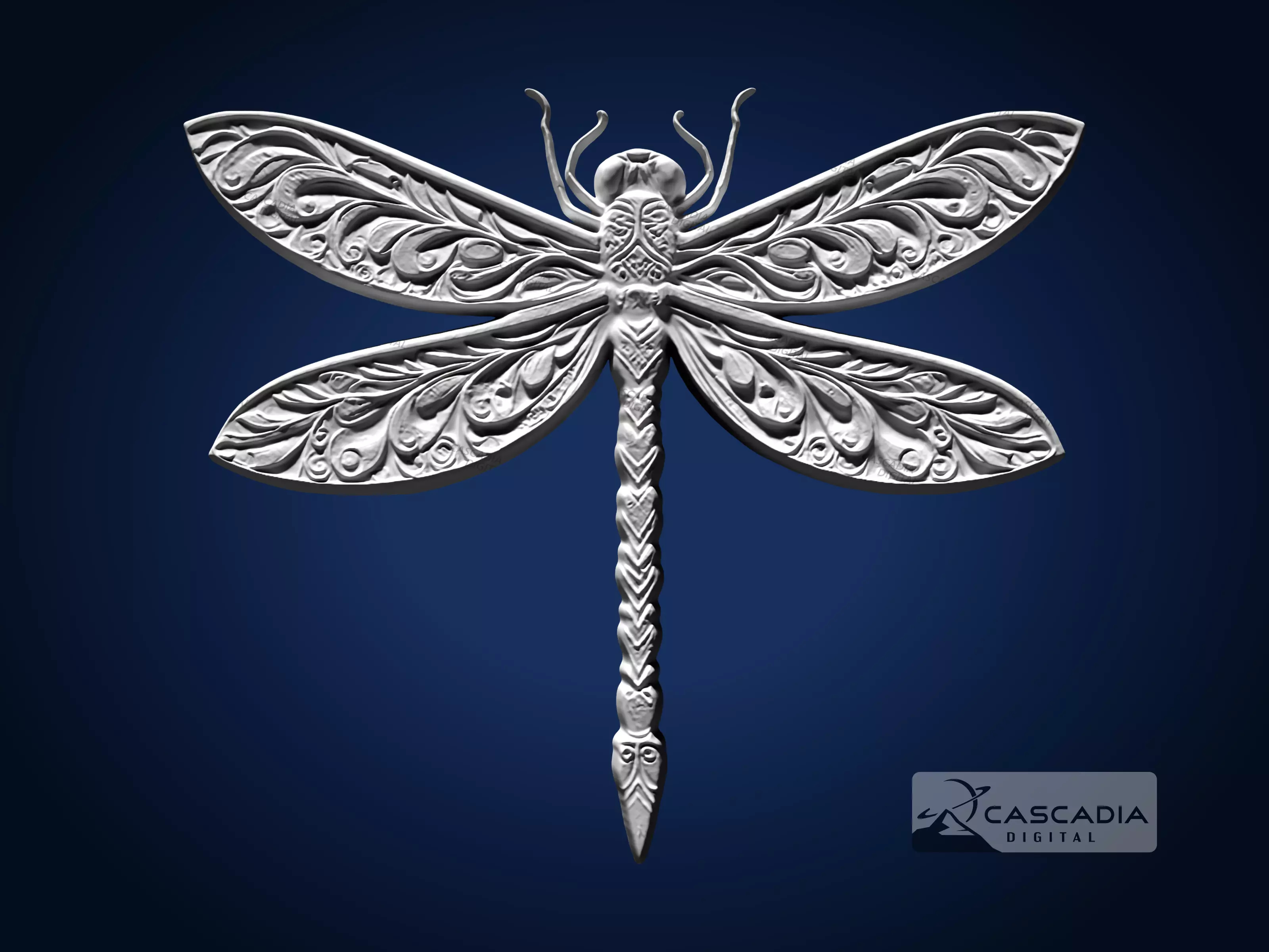 Dragonfly - CNC Router Carving Casting animal wildlife 3D print model_1