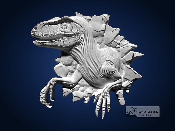 Raptor Breaking Through  CNC Router Carving Casting Bas Relief 3D print model
