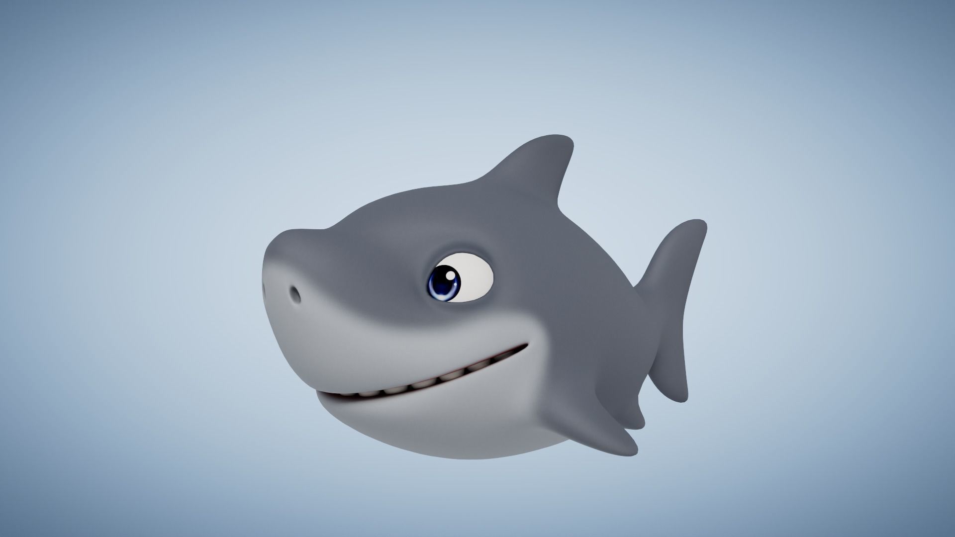 Rigged Cartoon Shark Low-poly 3D model_2