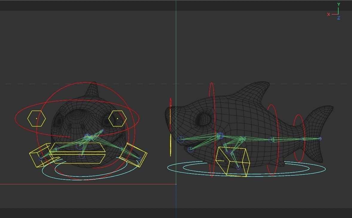 Rigged Cartoon Shark Low-poly 3D model_8