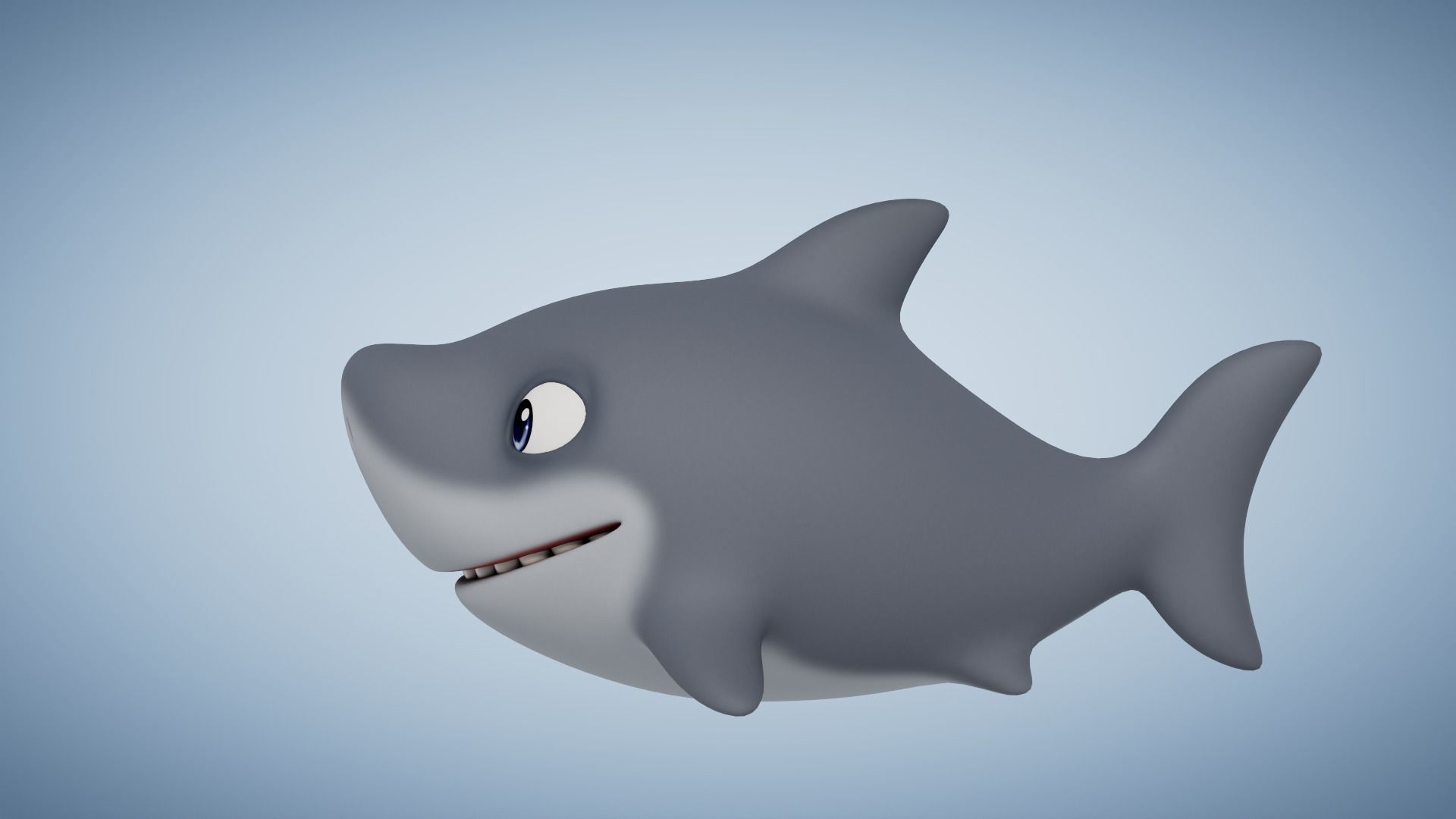 Rigged Cartoon Shark Low-poly 3D model_3