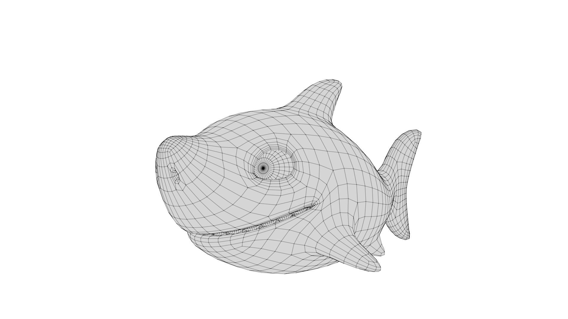 Rigged Cartoon Shark Low-poly 3D model_6