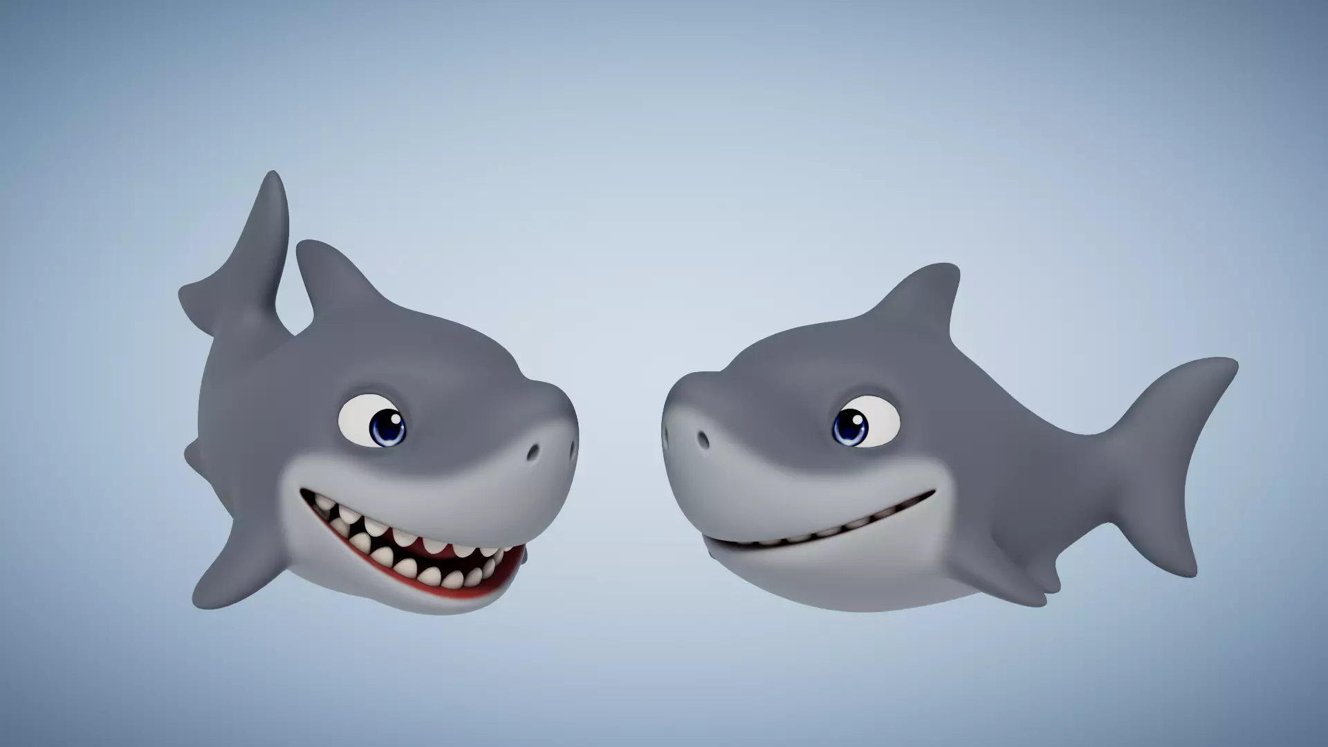 Rigged Cartoon Shark Low-poly 3D model_0