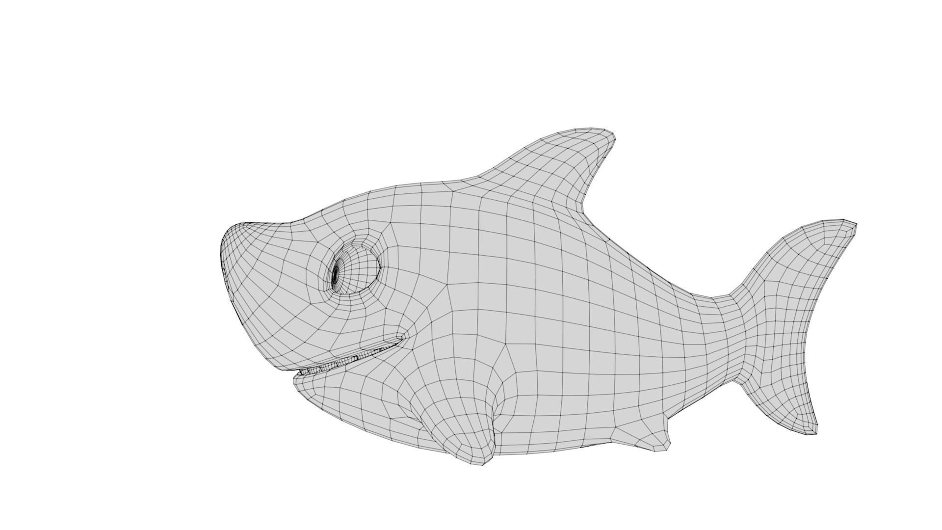Rigged Cartoon Shark Low-poly 3D model_7