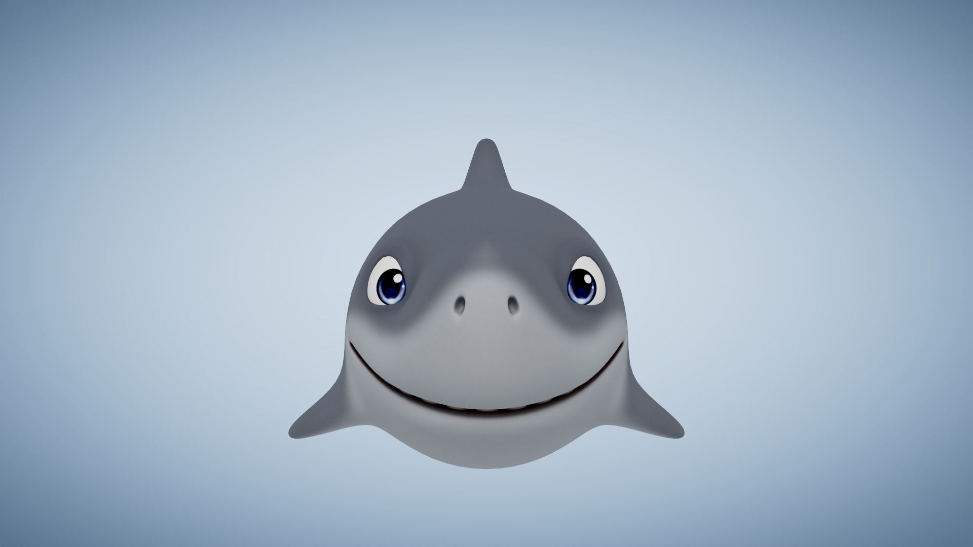 Rigged Cartoon Shark Low-poly 3D model_1