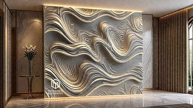decor set wall panel relief mural CNC 14 3D print model