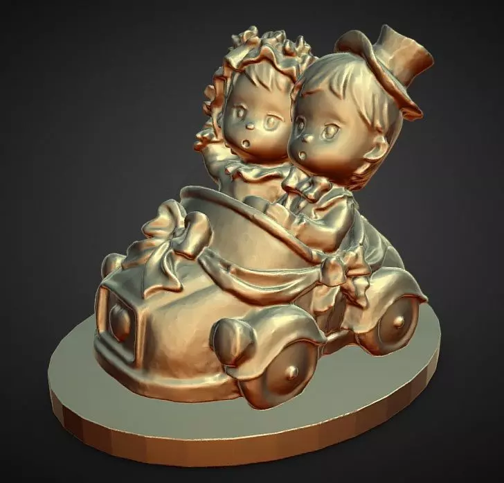 wedding topper bride groom in car 3D print model