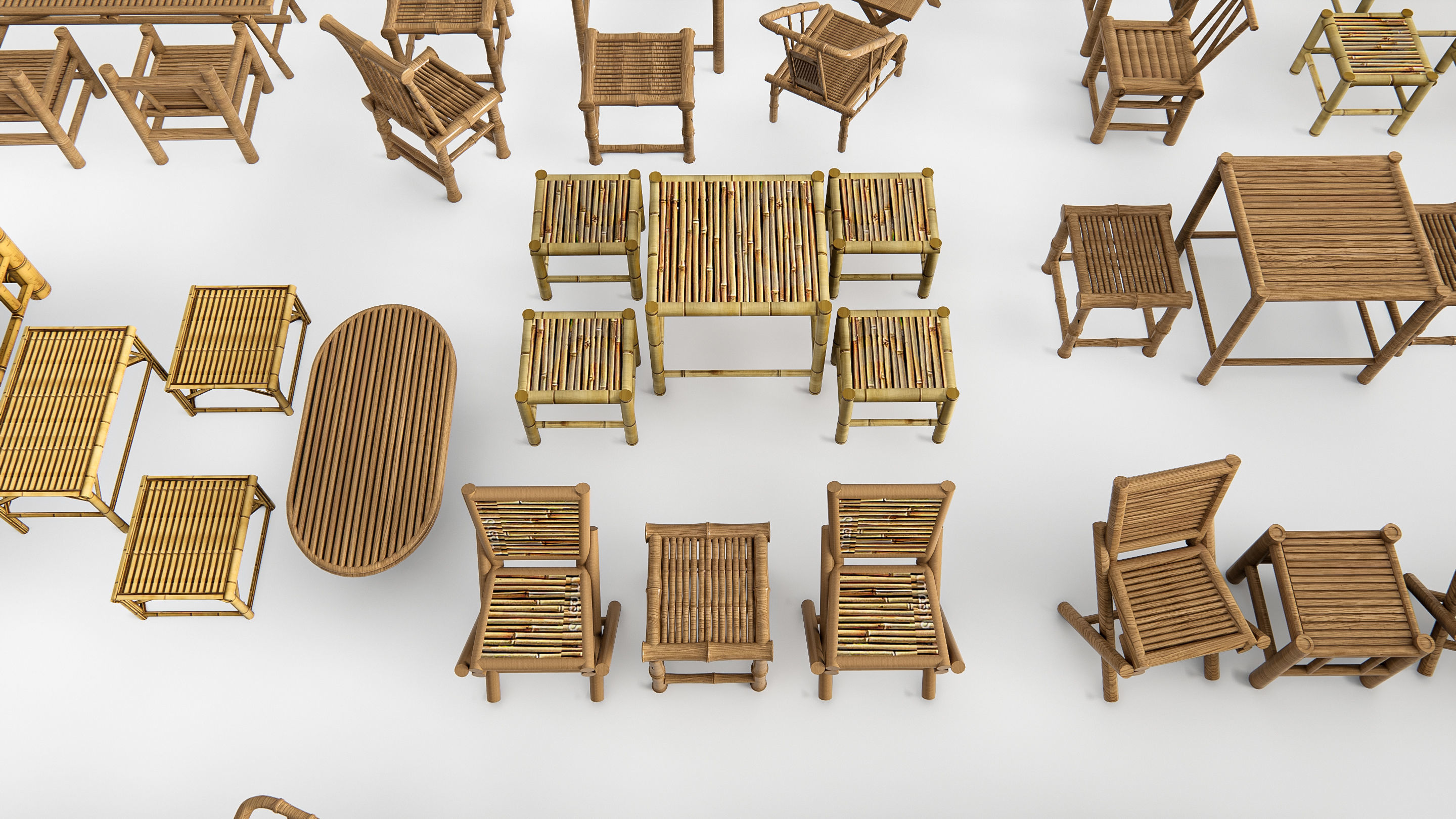 Bamboo table and chair 1 3D model_10