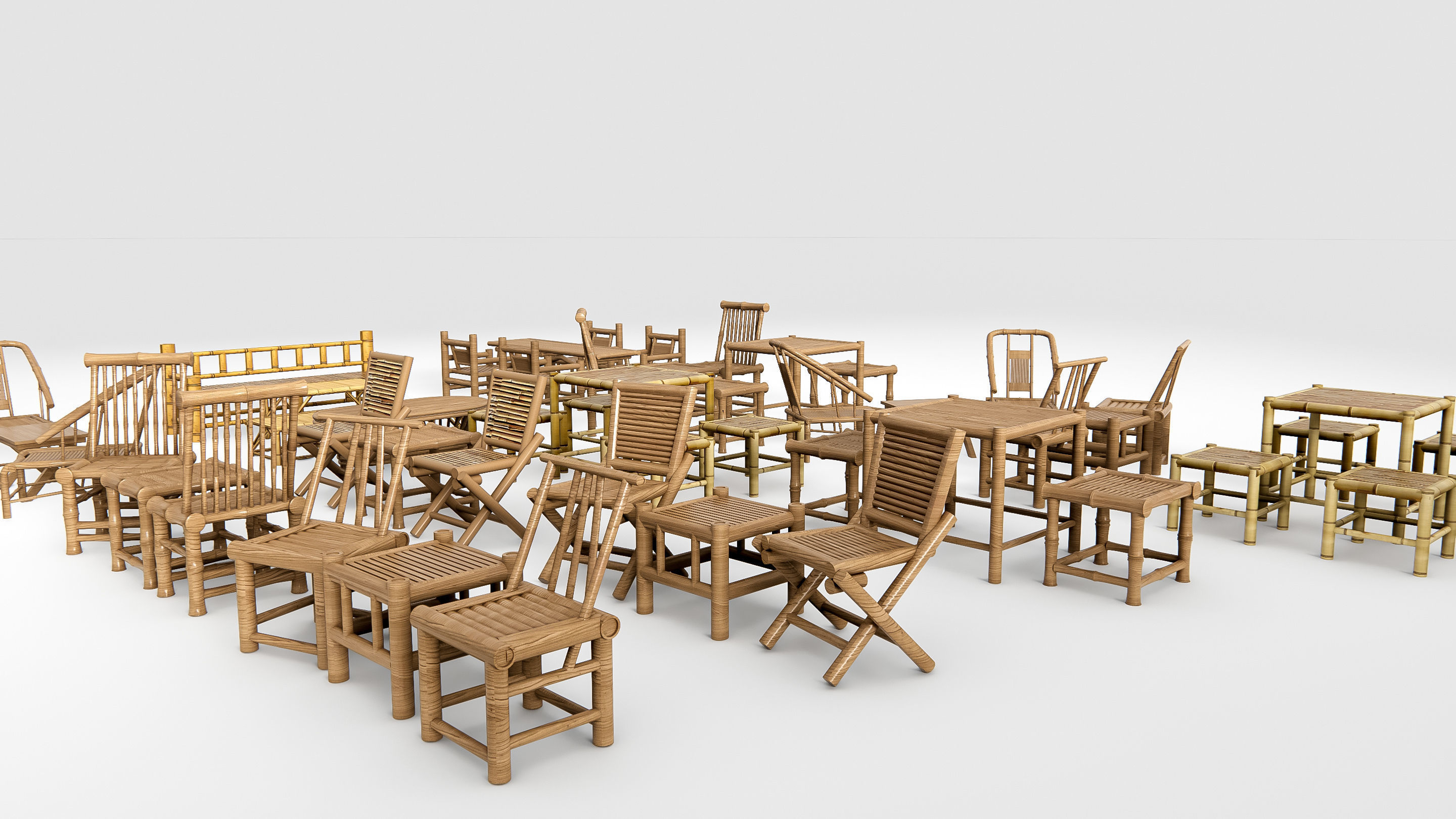 Bamboo table and chair 1 3D model_14