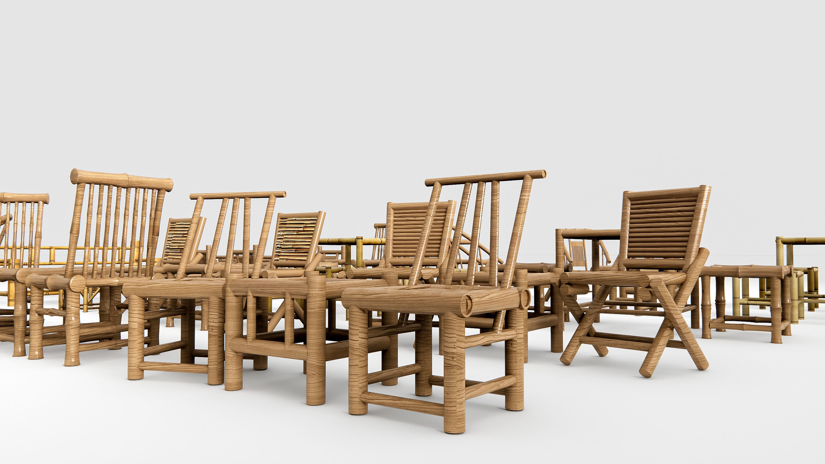 Bamboo table and chair 1 3D model_15