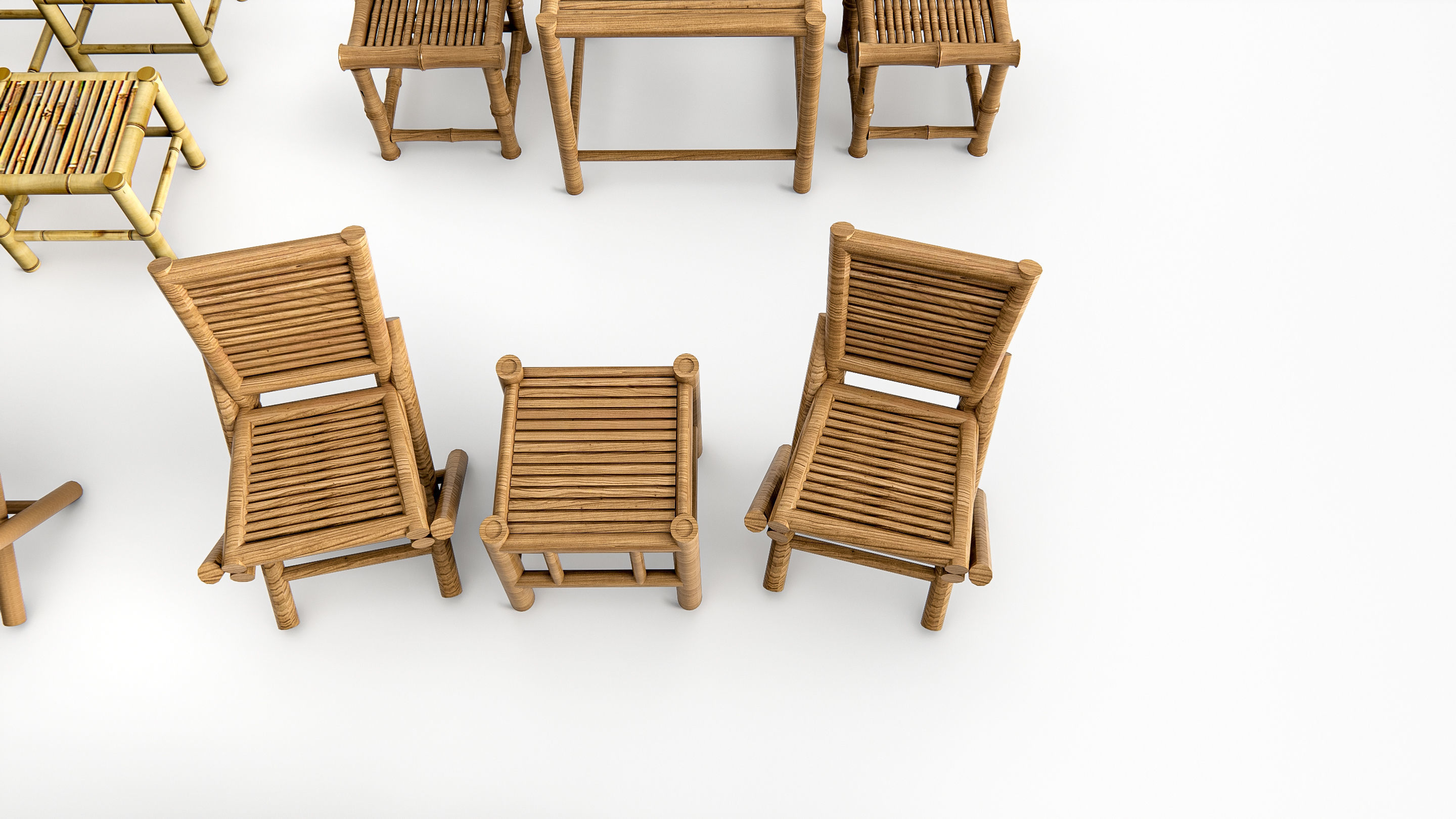 Bamboo table and chair 1 3D model_7