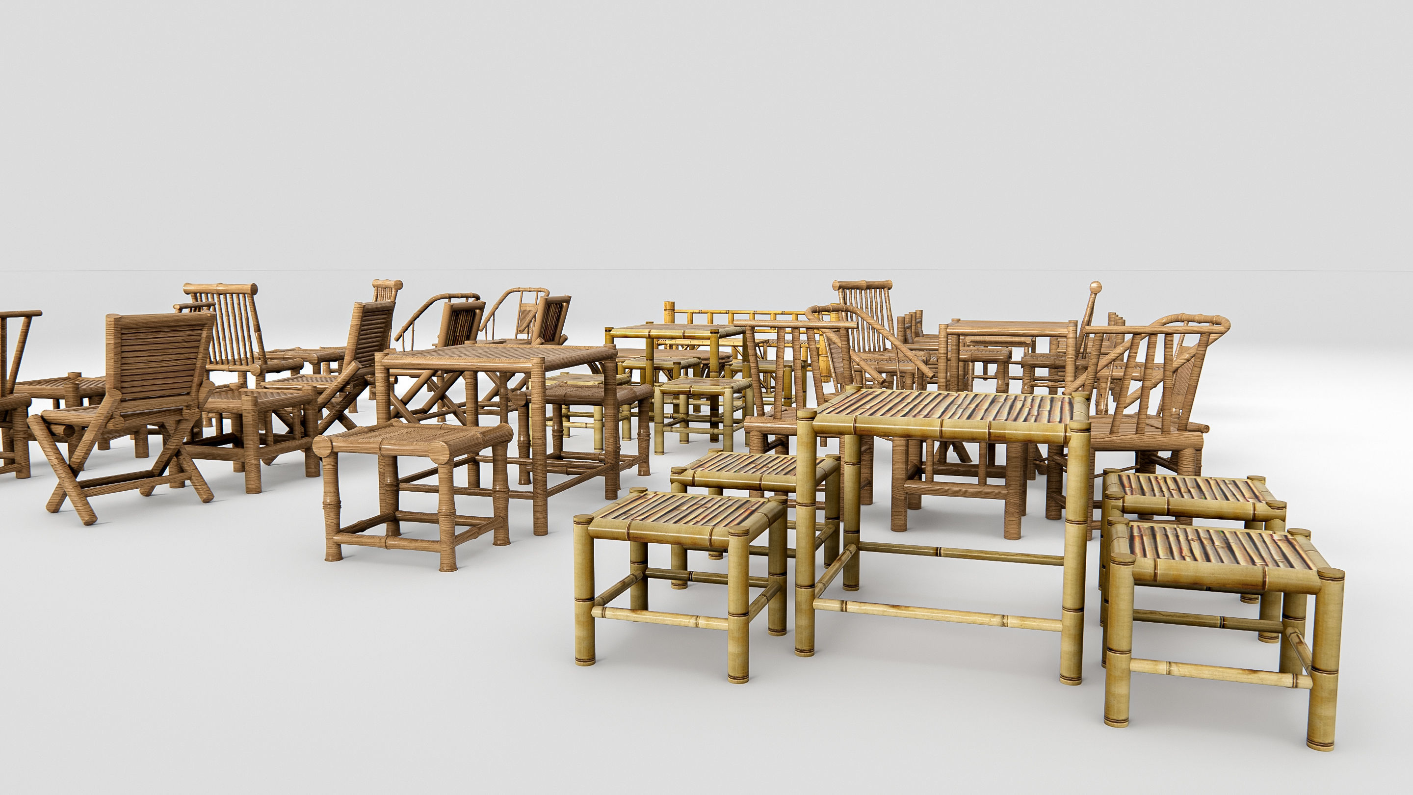 Bamboo table and chair 1 3D model_13