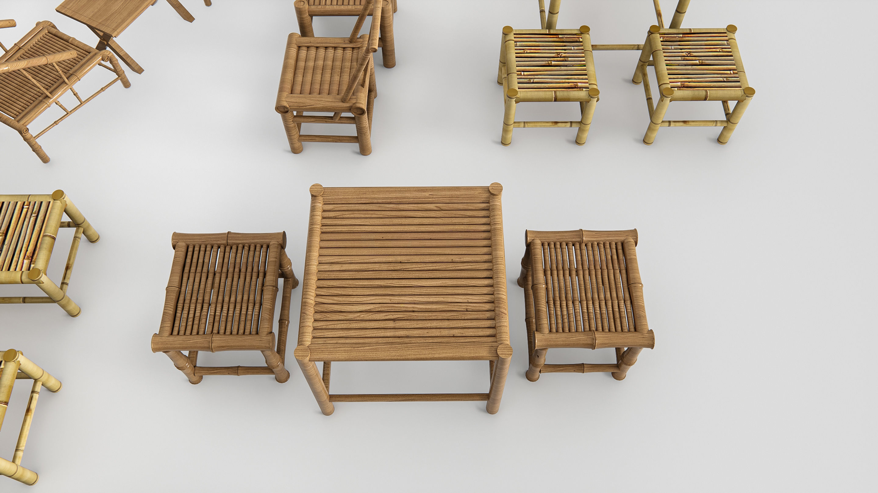 Bamboo table and chair 1 3D model_6
